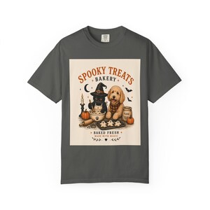 Spooky Treats Bakery Goldendoodle and Black Cat Spooky Cookies Halloween Tee Shirt | Halloween Puppy Baking Design Comfort Colors image 12