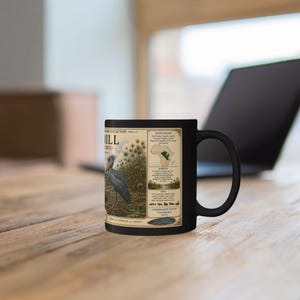 Shoebill Mug 15 oz Black Ceramic Cup with Vintage Natural History Bird Art image 10
