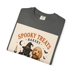 Spooky Treats Bakery Goldendoodle and Black Cat Spooky Cookies Halloween Tee Shirt | Halloween Puppy Baking Design Comfort Colors image 16
