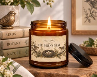 Wrens Nest Cottagecore Soy Candle Bird Lover Gift Nature Inspired Home Decor