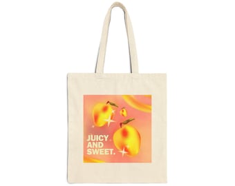 Juicy And Sweet Mango Artwork Tote Bag | Fruit Graphic Canvas Tote