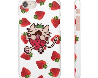 Kawaii Fresa the Strawberry Cat Snap Case | Cute Cartoon Phone Case, Heart Accents