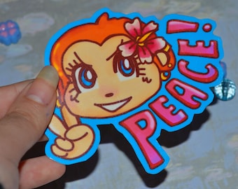 Summer monkey "peace" sticker