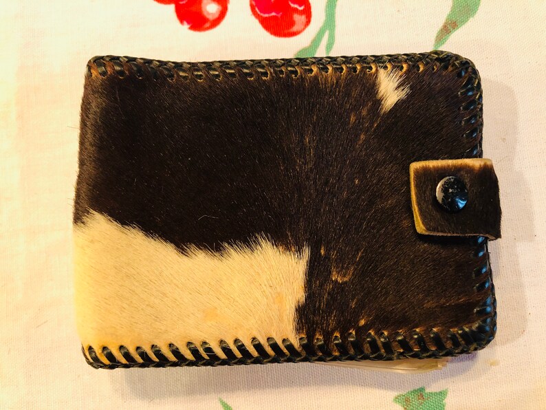 Beautiful Vintage Cow Hide Leather with Fur Wallet Western