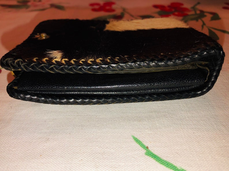 Beautiful Vintage Cow Hide Leather with Fur Wallet Western