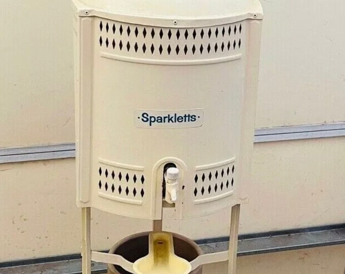 Vintage Sparkletts Water Cooler Dispenser Stand W/ Glass Bottle From