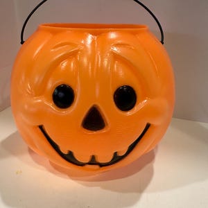 Vintage JOL Jack-o-lantern Pumpkin General Foam Plastics Trick or Treat Pail Candy Bucket Halloween