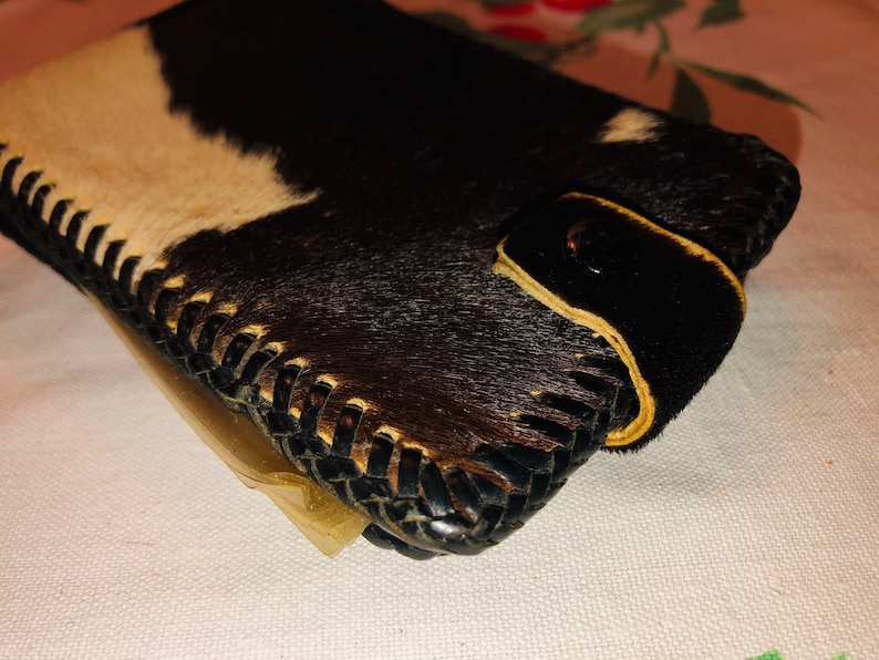 Beautiful Vintage Cow Hide Leather with Fur Wallet Western