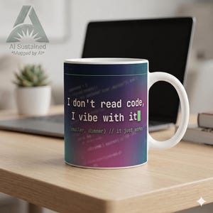 Funny Vibe Coder Mug — I Don't Read Code, I Vibe With It — Developer Gift