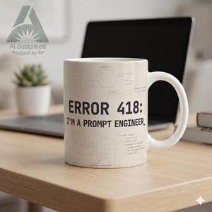 Funny Prompt Engineer Mug — Error 418: I Am A Prompt Engineer — Tech Gift