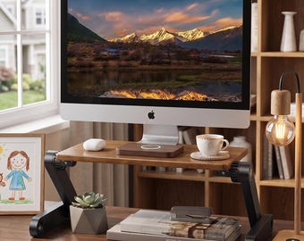 Handgefertigter Laptopständer aus Holz – Verstellbare Laptoperhöhung – Ergonomischer MacBook-Ständer – Schreibtisch-Organizer fürs Homeoffice – Geschenk fürs Büro