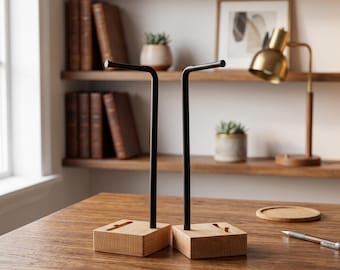 Kopfhörerständer aus Holz – Handgefertigter Headset-Halter – Schreibtisch-Organizer aus Walnussholz – Gaming-Setup-Zubehör – Geschenk für ihn