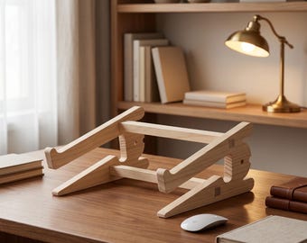 Handgefertigter Laptopständer aus Holz – Ergonomische Erhöhung für mehr Ordnung auf dem Schreibtisch