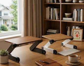 Handgefertigter Laptopständer aus Holz – Verstellbare Laptoperhöhung – Ergonomischer Schreibtischständer – Geschenk fürs Homeoffice – MacBook-Halterung – Schreibtischdekoration