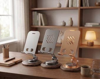 Handgefertigter Handyhalter aus Holz – Verstellbare Handyhalterung – Schreibtisch-Dock – Smartphone-Ständer – Schreibtisch-Organizer – Geschenkidee