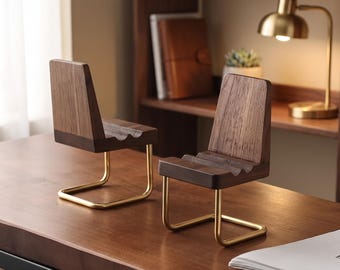 Handgefertigter Handyhalter aus Holz – Handyhalterung aus Walnussholz – Schreibtischständer – iPhone-Halterung – Android-Halterung – Schreibtischdekoration für Zuhause und Büro