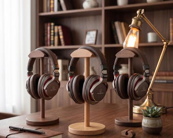 Handgefertigter Kopfhörerständer aus Holz – Headset-Halterung aus Walnussholz – Schreibtisch-Organizer – Gaming-Kopfhörerständer – Dekoration für Zuhause und Büro – Einzigartiges Geschenk