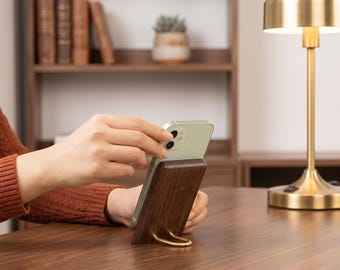 Handyhalterung aus Holz – Handgefertigter Handyhalter – iPhone-Ständer aus Massivholz – Samsung-Dock – Schreibtisch-Organizer – Geschenkidee fürs Büro