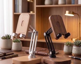 Handyhalterung aus Holz – Tablet-Halterung – Handgefertigte Handy-Dockingstation aus Holz – Schreibtisch-Organizer – Büroaccessoire – Geschenk für Sie und Ihn