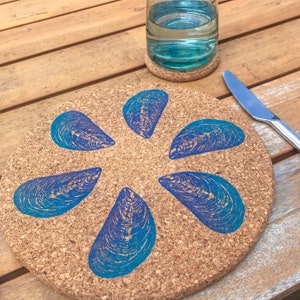 Handprinted Mussel Cork Placemat