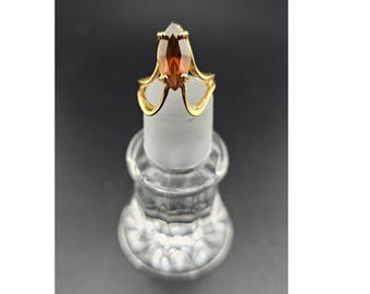 Vintage Mid-Century Modernist 18K HGEFS Smoky Quartz Cocktail Ring