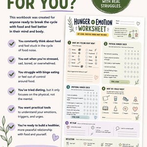 Food Noise Workbook | Emotional Eating Worksheets | Food Journal | Craving Tracker | Binge Recovery Printable PDF image 2