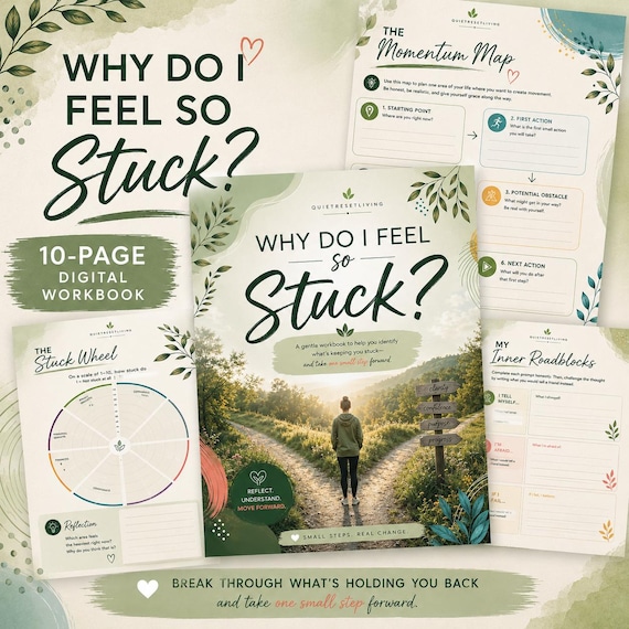 Why Do I Feel So Stuck? Printable Workbook | Overthinking & Burnout Journal | Motivation Reset | Personal Growth PDF