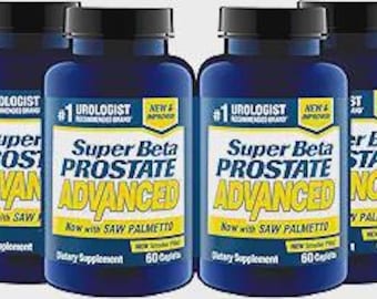 Paquete de 4 cápsulas SUPER BETA PROSTATE Advanced para hombres: Saw Palmetto, Beta-Sitosterol y Reishi para el cuidado de la vejiga y el sistema urinario, 240 cápsulas.