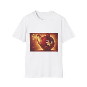 Surrealistisk Angry Birds Röd T-shirt med Jätteöron | Glödande Musiknoter