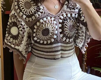 Top all'uncinetto Grandma Square /