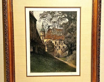 Josef Eidenberger, akwaforta kolorowa, Mauzoleum w Grazu, ręcznie podpisany ołówek, oprawiony, paragon z galerii