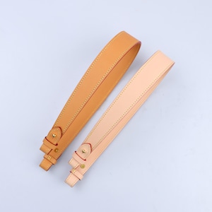 Wide Vachetta Leather Strap for LV Loop Boulogne, No Hook Replacement Shoulder Strap with Stud Buckle, Honey Patina Natural Purse Strap