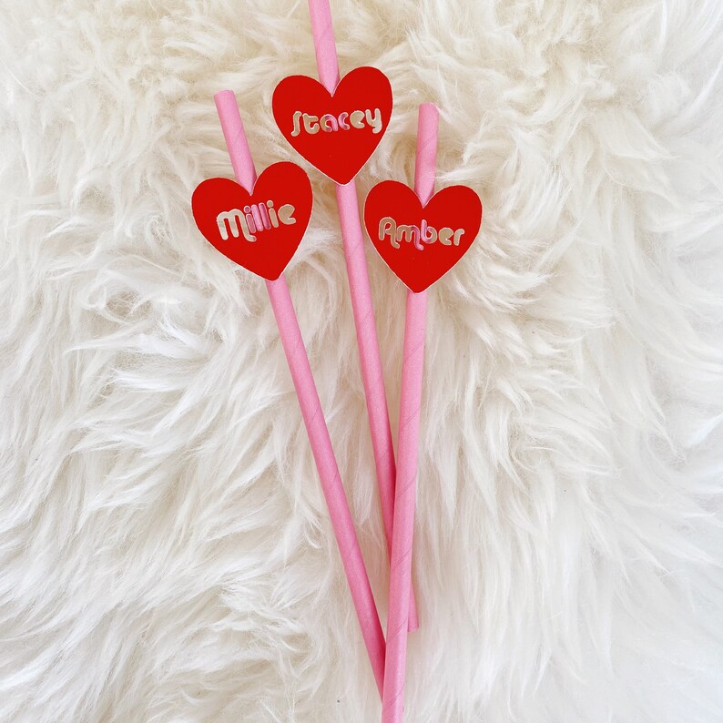Custom Wedding Straws/ Bridal Party Decor/ Straws With Flags/Bachelorette Straws/ Bridal Shower Straws/ Straws With Hearts image 2