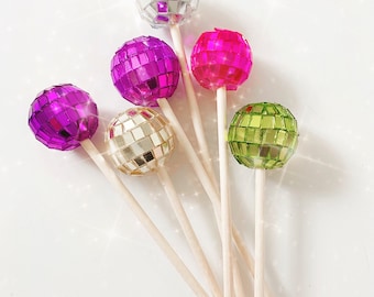 Disco Ball Swizzle Stick/ Halloween Party Decor/ Disco Party Decor/ Cocktail Stirrer/ Wedding Stir Stick/ Wedding Straws