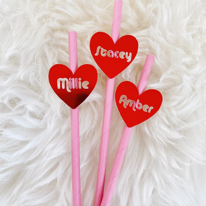 Custom Wedding Straws/ Bridal Party Decor/ Straws With Flags/Bachelorette Straws/ Bridal Shower Straws/ Straws With Hearts image 1