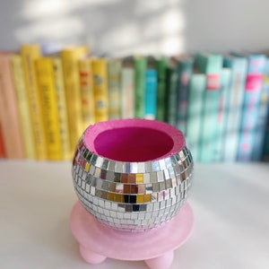 6 Inch Raspberry Pink Disco Ball Planter/ Disco Ball Flower Vase/ Plant Pot/ Wedding Centrepiece/ Boho Home Decor