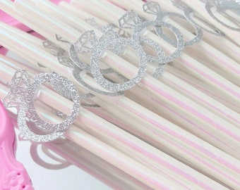 Engagement Ring Straws/ Diamond Ring/ Bridal Shower Decor/ Wedding Rings/ Party Straws/ Engagement Party/ Bachelorette Straws