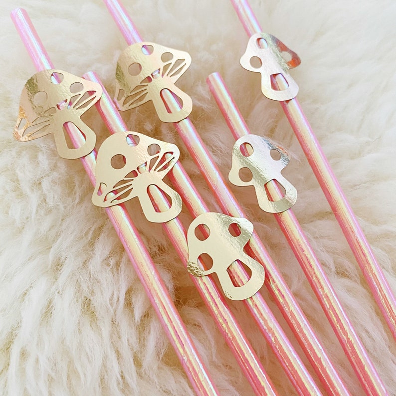 Mushroom Straws/ Toad Stool/ 70s Party/ Flower Power/ Woodland Theme/ Mushroom Birthday/ Fairy Party image 2