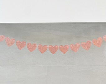 Mini Heart Garland/ Valentines Day/ Heart Banner/ Galentines Party/ Pink Valentine Party Decor/ Wedding Banner/ Pastel Valentines Day