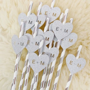 Custom Wedding Straws/ Straws With Flags/ Hen Party Straws/ Bachelorette Straws/ Bridal Shower Straws/ Initial Straws/ Straws With Hearts image 1