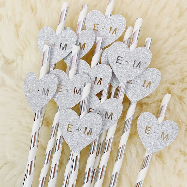 Custom Wedding Straws/ Straws With Flags/ Hen Party Straws/ Bachelorette Straws/ Bridal Shower Straws/ Initial Straws/ Straws With Hearts