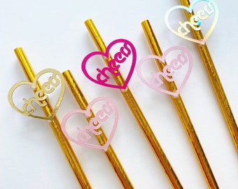Custom Cheers Straws: Wedding, Bachelorette, Bridal Shower Decor