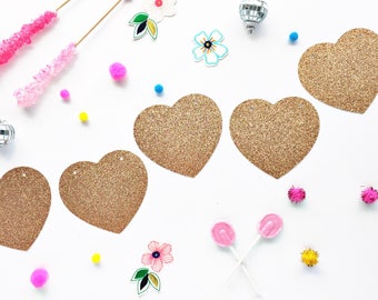 Heart Garland/ Valentines Day/ Heart Banner/ Galentines Party/ Pink Valentine/ Wedding Banner/ Hen Party/ Play Room Garland