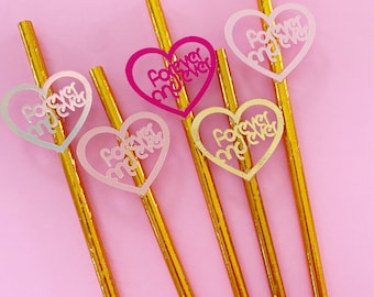 Custom Wedding Straws/ For Ever And Ever/ Straws With Flags/ Hen Party Straws/ Bachelorette Straws/ Bridal Shower Straws/ Wedding Decor