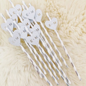 Custom Wedding Straws/ Straws With Flags/ Hen Party Straws/ Bachelorette Straws/ Bridal Shower Straws/ Initial Straws/ Straws With Hearts image 4