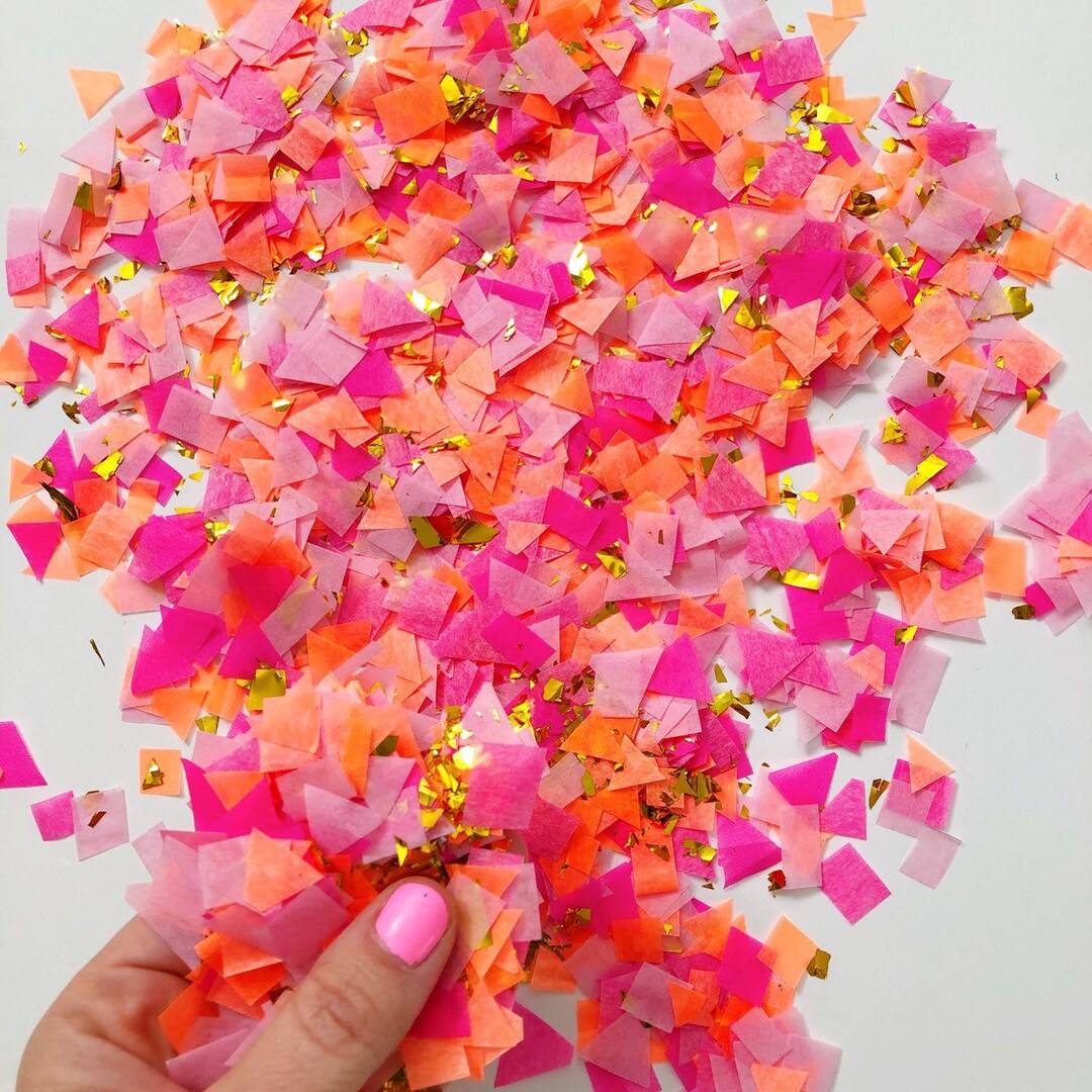 Orange and Pink Hand Cut Confetti/ Tissue Confetti/ Pink Confetti