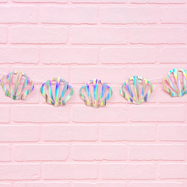 Sea Shell Garland/ Mermaid Birthday/ Sea Shell Banner/ Under The Sea Party/ Mermaid Party Decor/ Beach Party Decor/ Ocean Party Theme