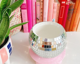 6 Inch White Disco Ball Planter/ Disco Ball Flower Vase/ Plant Pot/ Wedding Centrepiece/ Boho Home Decor