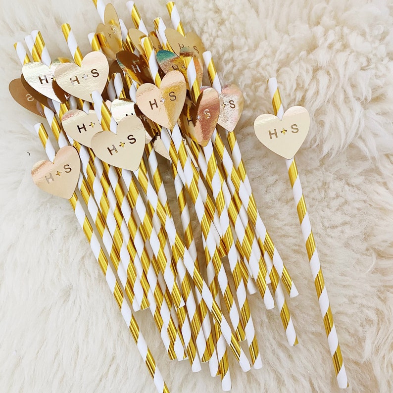 Custom Wedding Straws/ Straws With Flags/ Hen Party Straws/ Bachelorette Straws/ Bridal Shower Straws/ Initial Straws/ Straws With Hearts image 6