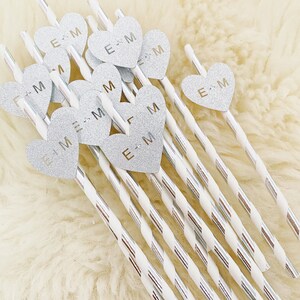 Custom Wedding Straws/ Straws With Flags/ Hen Party Straws/ Bachelorette Straws/ Bridal Shower Straws/ Initial Straws/ Straws With Hearts image 3